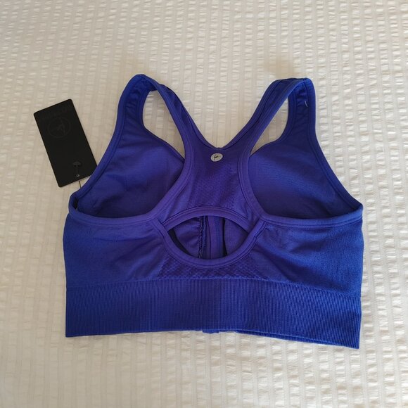 NWT 90 DEGREE BY REFLEX BLUE SEAMLESS KATIE ZIP SPORTS BRA - Picture 2 of 8
